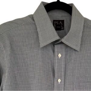 Jos A Bank Men's Green Microcheck Dress Shirt Executive Collection